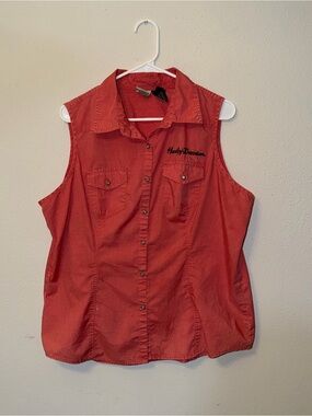 Harley-Davidson Sleeveless Button Front Western Shirt